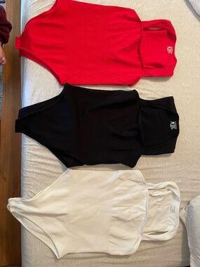 Ribbed Tank Bodysuit - Red, Black, White